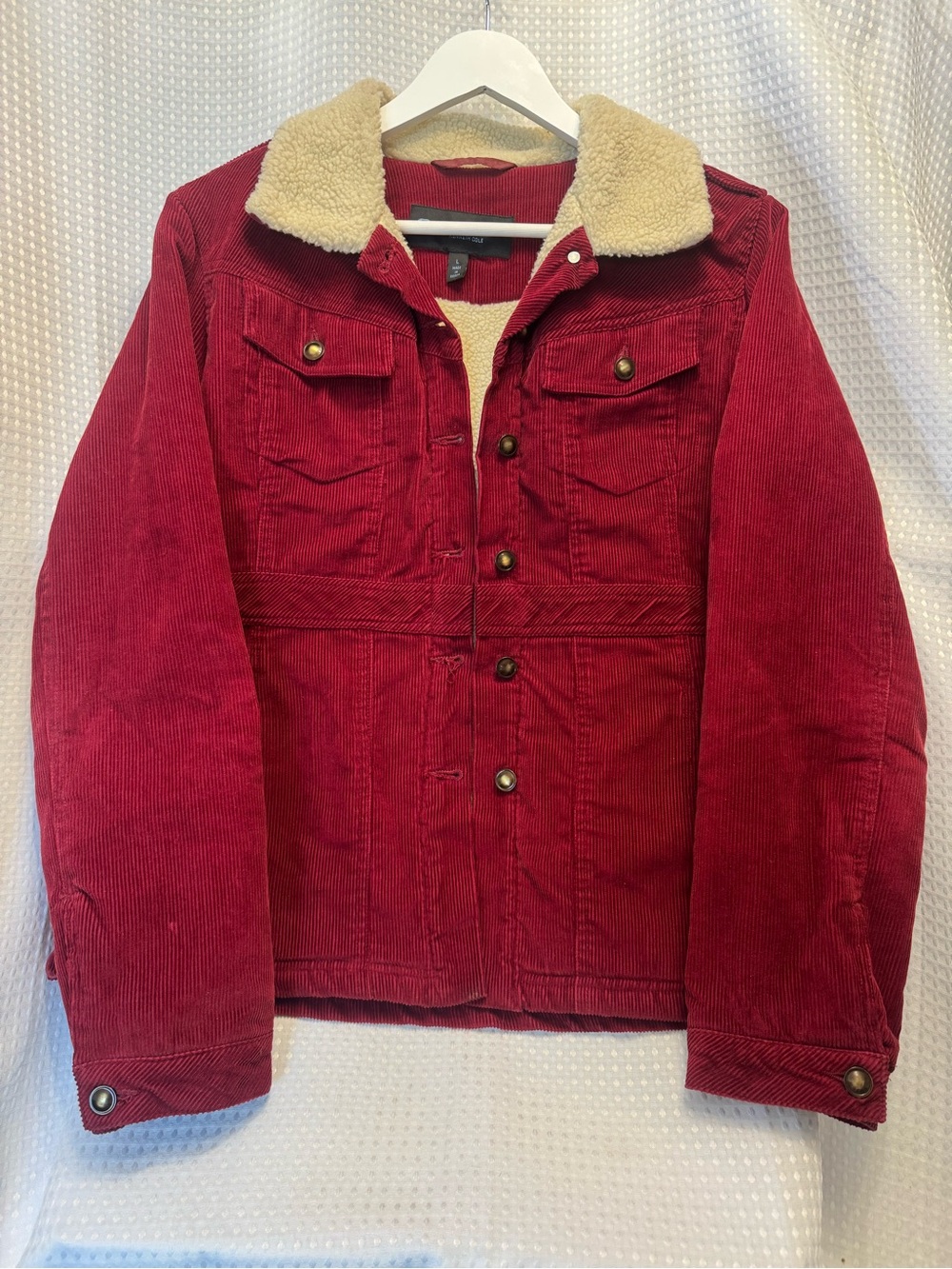 Women’s Red Corduroy Sherpa-Lined Jacket